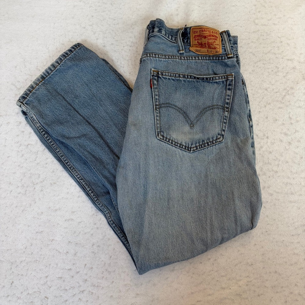 Levi's 505 Straight Fit Jeans Mens 38x30 Blue Denim Classic
